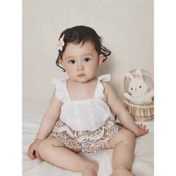 西瓜星球 蕾絲邊碎花裙褲 女寶寶嬰幼兒夏季高腰外穿短褲6-12個月