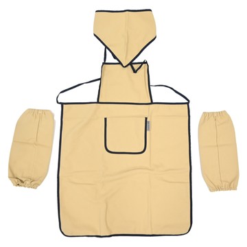 BEBE CHOUETTE 兒童款牛津布圍裙組 附袖套和帽子 3件套  淺褐色  XL