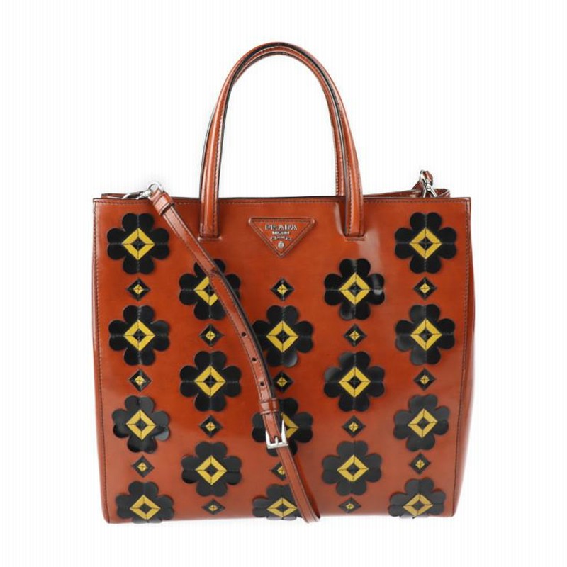PRADA 2way レザートート オレンジ 美品 プラダ トートバッグ