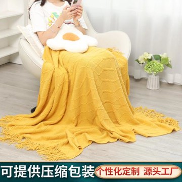 跨境披肩針織小毯子厚秋冬露營絨毛毯旅行辦公室床尾午睡懶人線毯