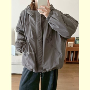 100公斤可！台灣㊣現貨✨獨家日系簡約/鋪棉/連帽/中大碼/寬鬆/外套/Want Meow/招財貓旺鋪