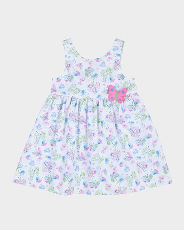 Girl's Butterfly-Print Dress W/ Applique, Size 12M-18M