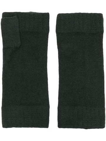 N.Peal - ribbed-trim organic cashmere gloves - unisex - Organic Cashmere - One Size - Green