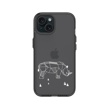 iPhone 15 Clear 酷墨灰 - Animal Silhouette / 動物剪影 - 幾何-動物系列/犀牛