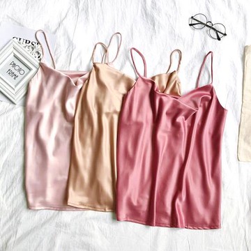 2020夏季韓版新款甜美百搭綢緞絲質修身顯瘦外穿內搭吊帶打底衫女
