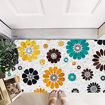 好物良品 可剪裁玄關絲圈刮泥墊  清新花朵  1個  120 x 60cm