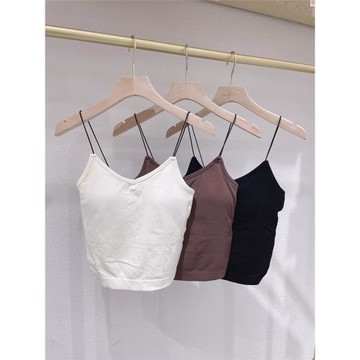 HENNY RUE小熊清涼性感吊帶自帶胸墊一體文胸襯衣內搭打底背心女