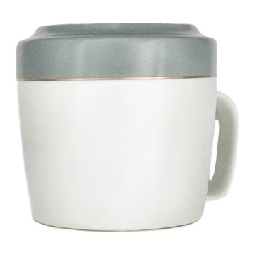 Caldo 霧面氣質撞色描金馬克杯 陶瓷杯 400ml  雅灰色  1個