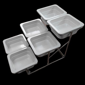 四格多格白色密胺自助餐醬料盒涼菜水果展示架六格餐盤分格試吃盤