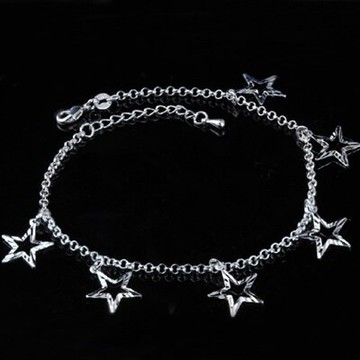 925純銀腳鍊銀飾-韓版流行時尚五角星生日情人節禮物女飾品73go4【獨家進口】【米蘭精品】