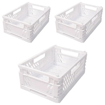 工子白 NO.495折疊式收納疊籃 節省空間  White  3個  60x40x22cm