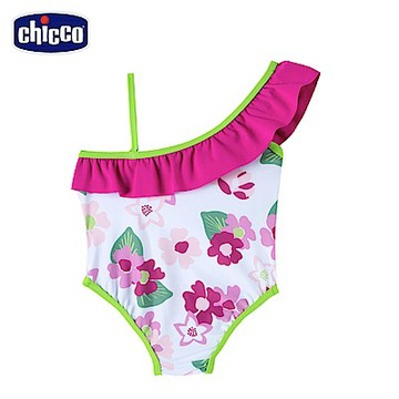 chicco官方直營-海洋假期-斜肩連身泳裝-花朵