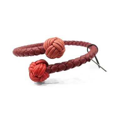 【 BOTTEGA VENETA 寶緹嘉 】 497713  羊皮編織 三色手環   ( 紅色-M號 )