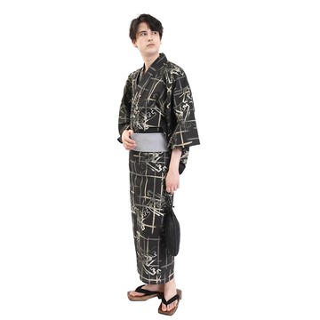 日本 和服 男士 綿 浴衣 腰封 2 件 套組  S M L Z32-04B