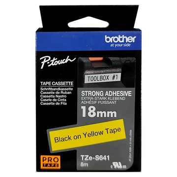 Brother 黃底黑字 超黏性標籤帶  8m