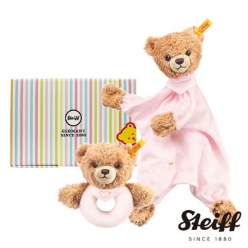 STEIFF Sleep Well Bear 甜心熊 安撫巾+手搖 安撫彌月禮盒