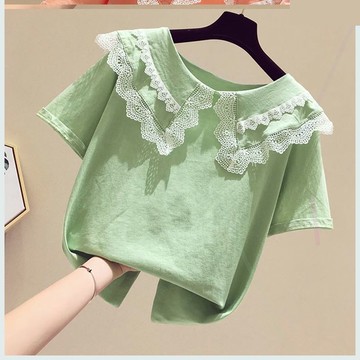 女童t恤兒童短袖衣服大童半袖娃娃領童裝夏裝打底衫純棉寶寶上衣