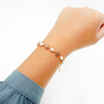 方乘飾x覓品竹北手作店-小幸運四葉草手鍊-淡水珍珠