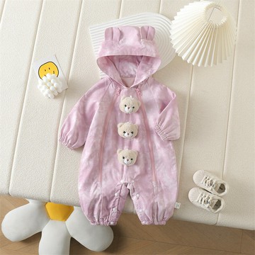 新生嬰兒衣服春裝寶寶沖鋒衣連體衣超萌可愛雙層哈衣春季外出服鑫弘-素時衣櫥