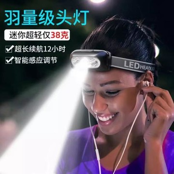 LED頭燈超亮可充電頭戴式感應特亮手電筒小型便攜式夜釣魚燈