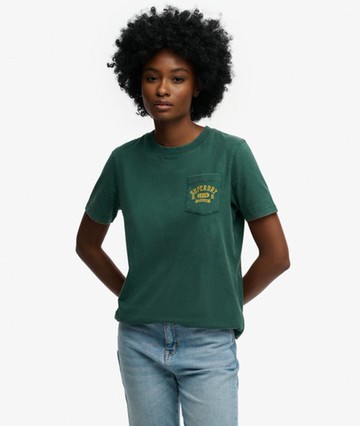 Superdry Women's Vintage Prep T-shirt Green Size: 12