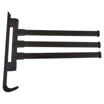 SHIMOYAMA 抗鏽太空鋁三桿旋轉式毛巾掛架  33 x 26.5 x 2cm  黑色  1個