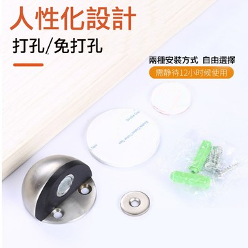 薄型半圓門檔 帶磁 低門檔 不鏽鋼門擋 銀色 固定式 門止 橡膠固定戶擋 半圓形門檔 HJ012 《昇瑋五金》