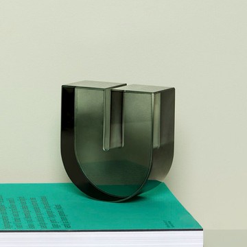 【Hübsch】－340801 煙色玻璃拱型書檔 紙鎮 書架 文具 擺飾