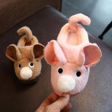 秋冬季親子情侶棉拖鞋一家三口卡通包跟男女生防滑拖鞋居家毛毛鞋1入