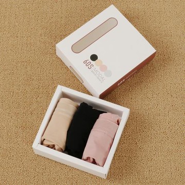 正品內褲小平角底褲光面超柔軟真絲襠3件盒裝中腰莫代爾072560女