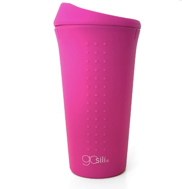 外帶咖啡更省錢【GoSili 】TOGO矽膠咖啡隨行杯 - 16oz 蜜桃粉 外出 出遊 矽膠環保杯 隨行杯 防漏杯蓋 時尚環保