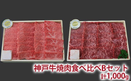 神戸牛 焼肉 食べ比べ 2種 1kg 肩 モモ 500g×2 Bセット 焼肉セット 焼き肉 牛肉 和牛 焼肉用 キャンプ BBQ アウトドア バーベキュー 黒毛和牛 お肉 冷凍