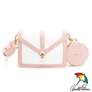 Arnold Palmer - 翻蓋斜背包 撞色系列 - 粉白拚色