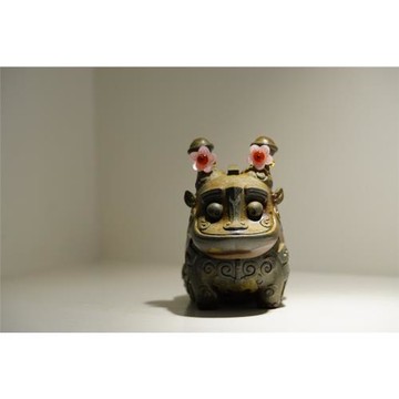 蜜糖紫砂觥二神獸青銅器擺件香爐柴燒中式青銅器風格