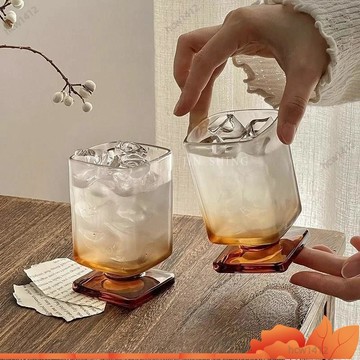 ⚡爆款下殺⚡ 美拉德杯子 飲料杯 玻璃杯 牛奶杯 咖啡杯 水杯 生日禮物 咖啡拉花 冰美式 拿鐵 高腳杯 LKID