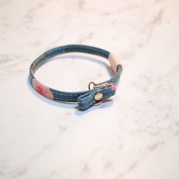 貓 小啾啾項圈 櫻花飄香 緞面材質 附雙面扭轉皮套 贈鈴鐺