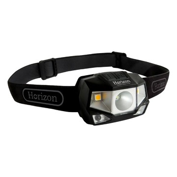 Horizon 天際線 充電式登山頭燈 多段模式設計 照射距離30米 IPX4防塵防水 耐摔堅固外殼 USB充電設計 節能環保  黑色  1個