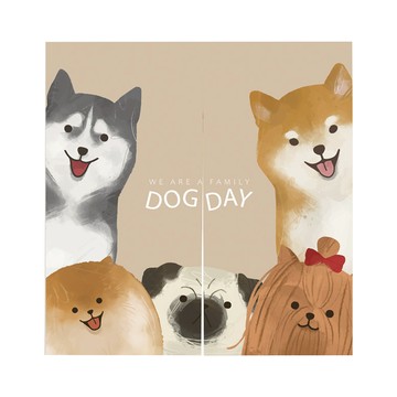 日式長門簾  88 x 90cm  萌狗家族 棕色