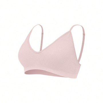 【深V細肩】無縫零著感BraTop內衣 - M / 裸粉