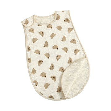 JoyNa - 防踢被 四層紗布睡袋-可愛熊頭