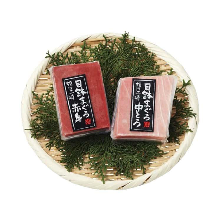 神奈川 「三浦三崎」 本まぐろ詰合せ 天然本まぐろ中トロ柵 赤身柵各100g×1 ※離島は配送不可