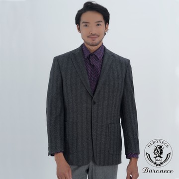 BARONECE 英倫氣質紳士寬條獵裝_灰(619308-04)