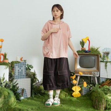 【MOSS CLUB】台灣布仿牛仔大口袋工裝繭型裙 藍 黑