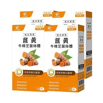 JoyHui 薑黃牛樟芝菌絲體(30粒/盒)x4盒(薑黃素) 共120粒