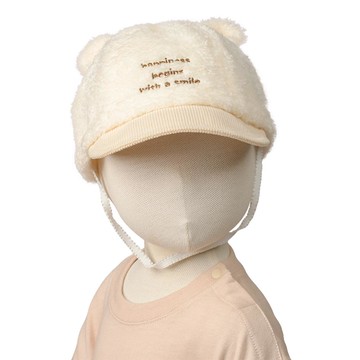 akachan honpo - 熊耳棒球帽-刷毛-象牙白色