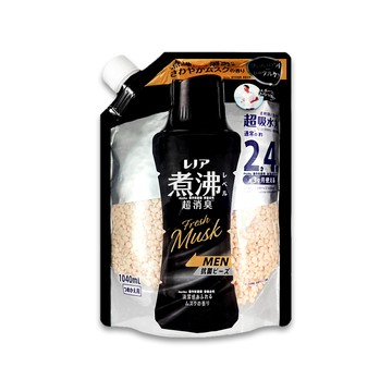 P&G 日本Lenor煮沸般超消臭防泛黃男士衣物香香豆補充包-麝香1040ml/黑袋