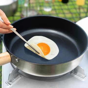 CLS戶外露營不沾平底鍋不銹鋼電磁爐煤氣通用野炊便攜煎盤煎鍋