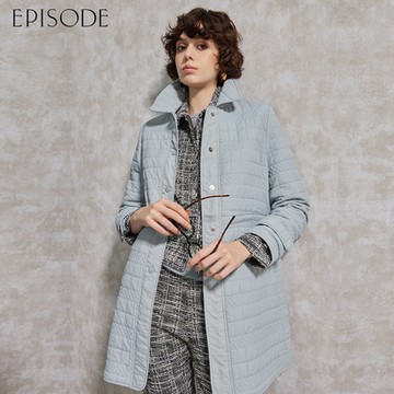 EPISODE - 簡約百搭格紋小翻領羽絨外套E44C16