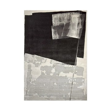 喀卓地毯-200x290cm (客廳地毯 大地毯 短毛地毯 吸音 抗汙 防潑水 黑白 抽象) 無