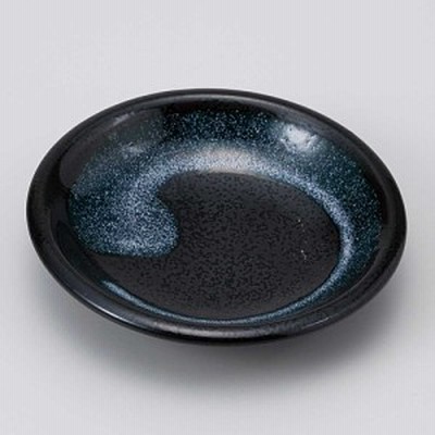 小皿 醤油皿/ 黒結晶白流玉3.0皿 /刺身 お新香 梅干し 珍味 陶器 業務用 家庭用 Small sized Plate